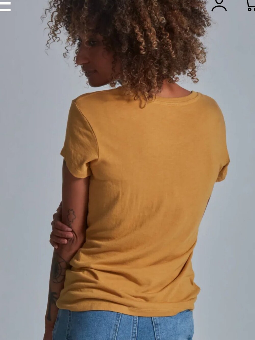Onno Bamboo Tee- In A Mustard Yellow - Picture 3 of 7